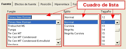 Cuadro de lista