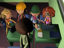 Grupo de estudiantes trabajando en grupo