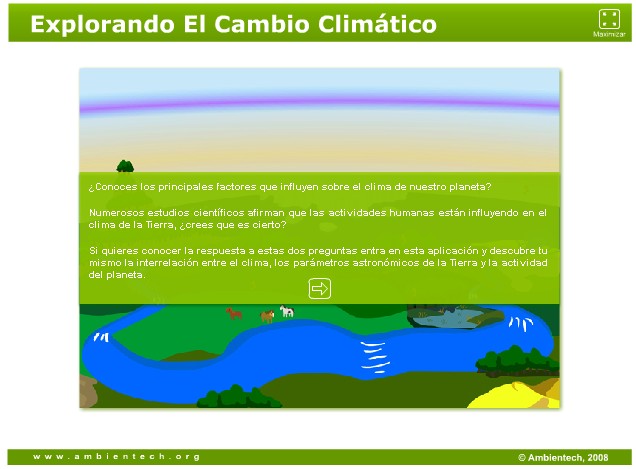 Captura de pantalla del ODE Explorando el Cambio climático