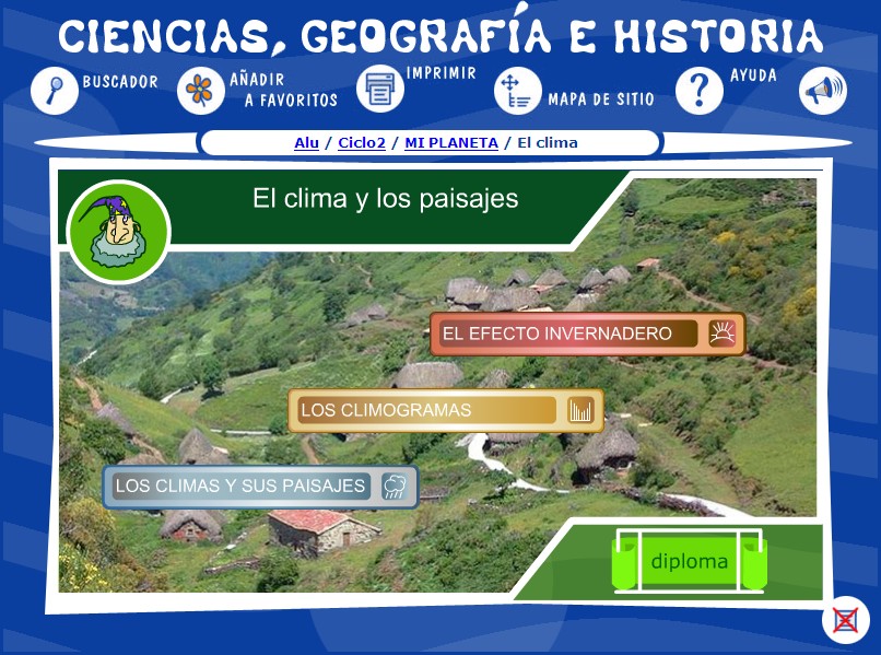 Captura de pantalla del ODE El clima y los paisajes