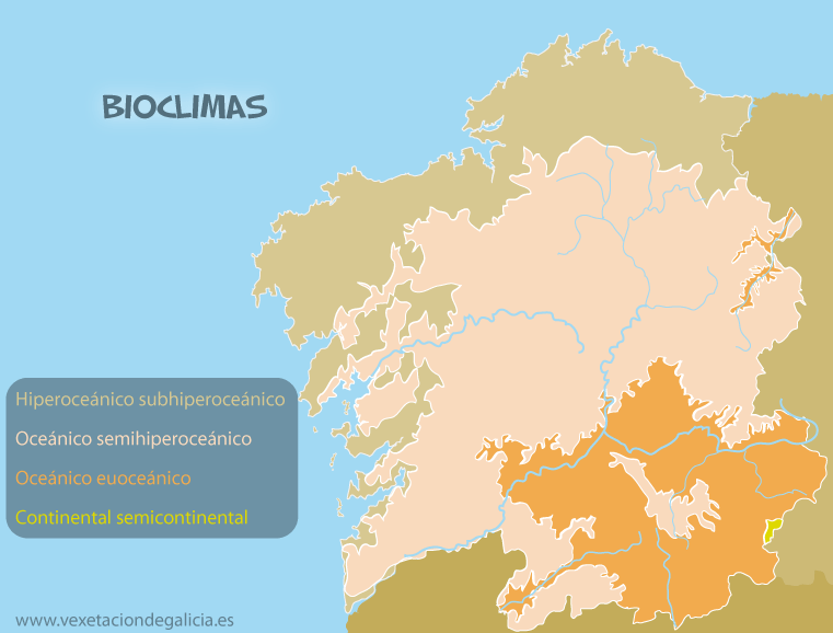 Mapa bioclimas de Galicia