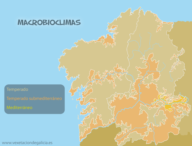 Mapa macroclimas de Galicia