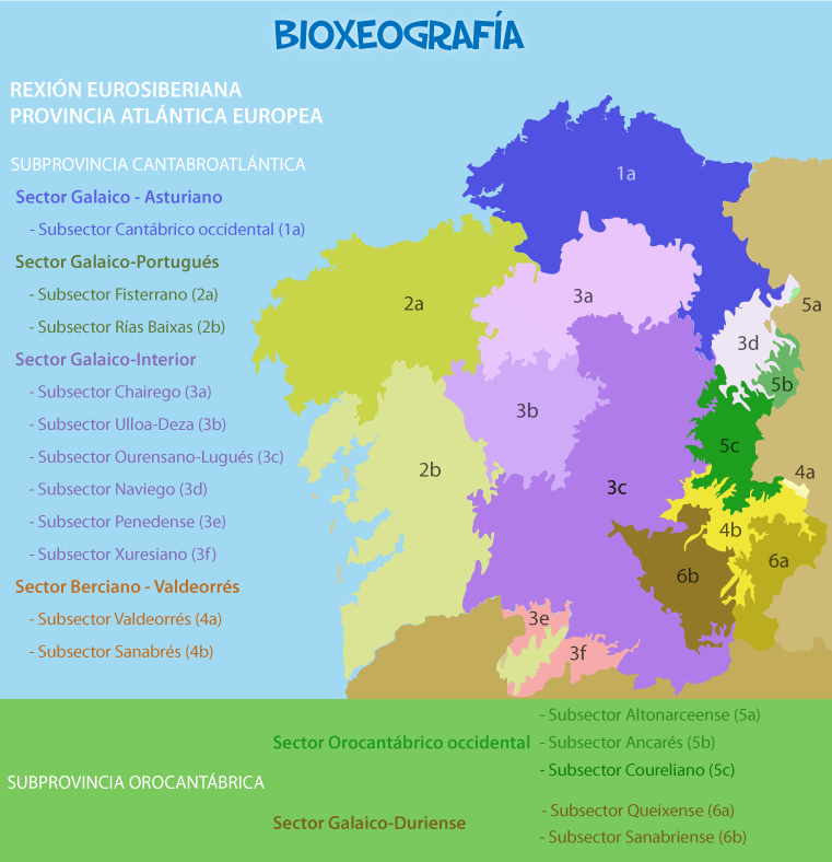 Rexións bioxeográficas de Galicia