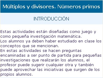 Captura de pantalla del ODE Múltiplos y divisores