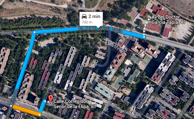 distancia en automóvil con Google Maps