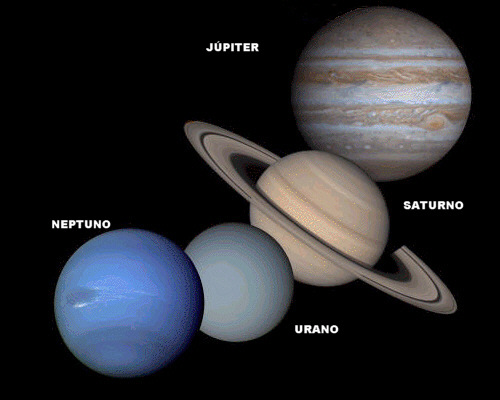 Los planetas terrestres o gigantes.