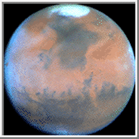 Marte, el planeta rojo, con sus casquetes polares. Tomada de www.solarviews.com