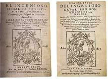 Portadas de la primera y segunda parte de El Quijote (1a edición) (1605 y 1615), Biblioteca Nacional de España 