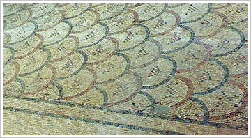 Mosaico de la villa romana de La Olmeda (Palencia). María J. Fuente (col. particular, 2007)